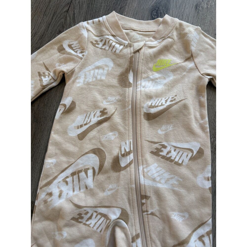 Nike Baby Long Sleeve Zip Romper Cream New